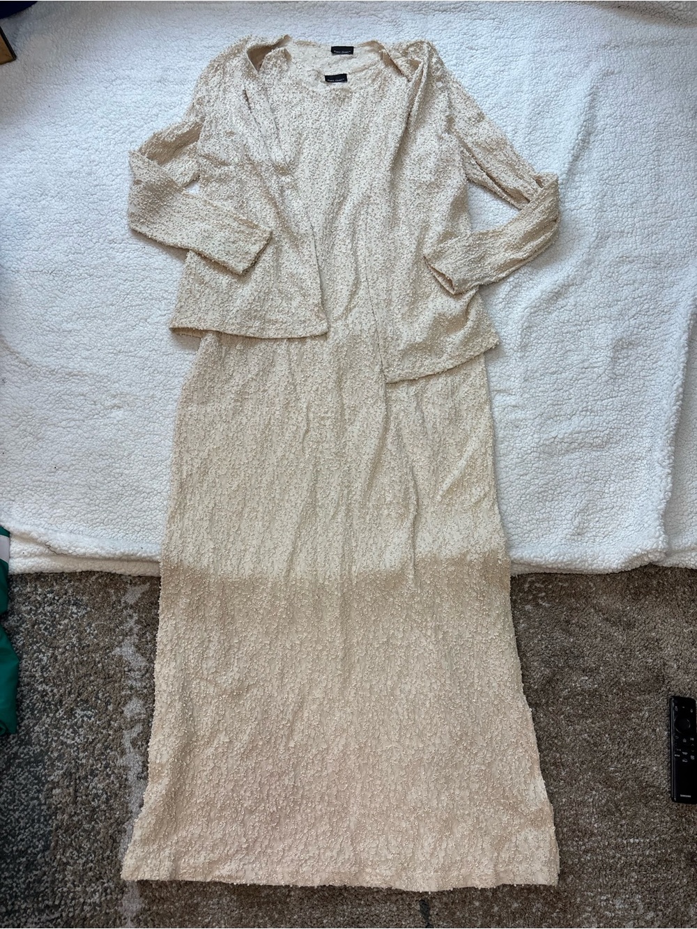 Vintage Front Street Cream Two-Piece Maxi Dress Size Large